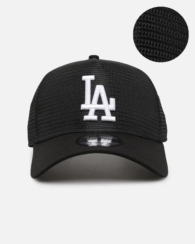 New Era Los Angeles Dodgers 'Black All Over Mesh' 9Forty A-Frame Trucker Snapback Black Rigid/Black 1