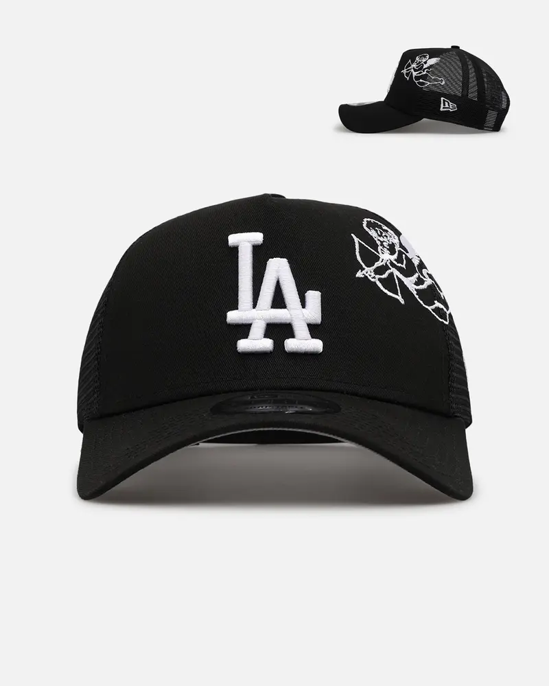 New Era Los Angeles Dodgers 'Cherub Trucker' 9Forty A-Frame Trucker Snapback Black/White 1