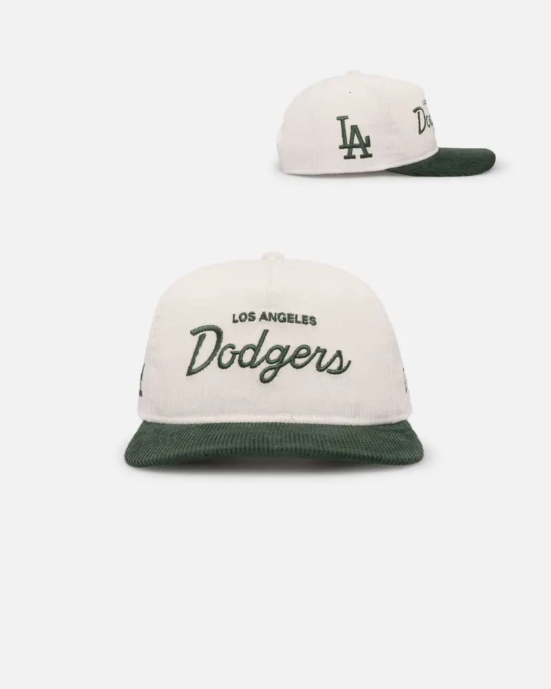 New Era Los Angeles Dodgers 'Currency Corduroy' Golfer Pre-Curved Snapback Chrome White 1