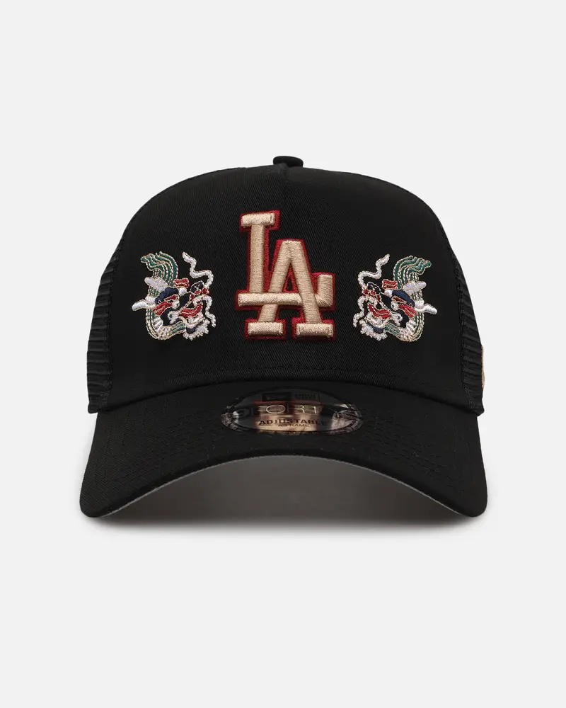 New Era Los Angeles Dodgers 'Dragon Collection 2.0' 9Forty A-Frame Trucker Snapback Black 1