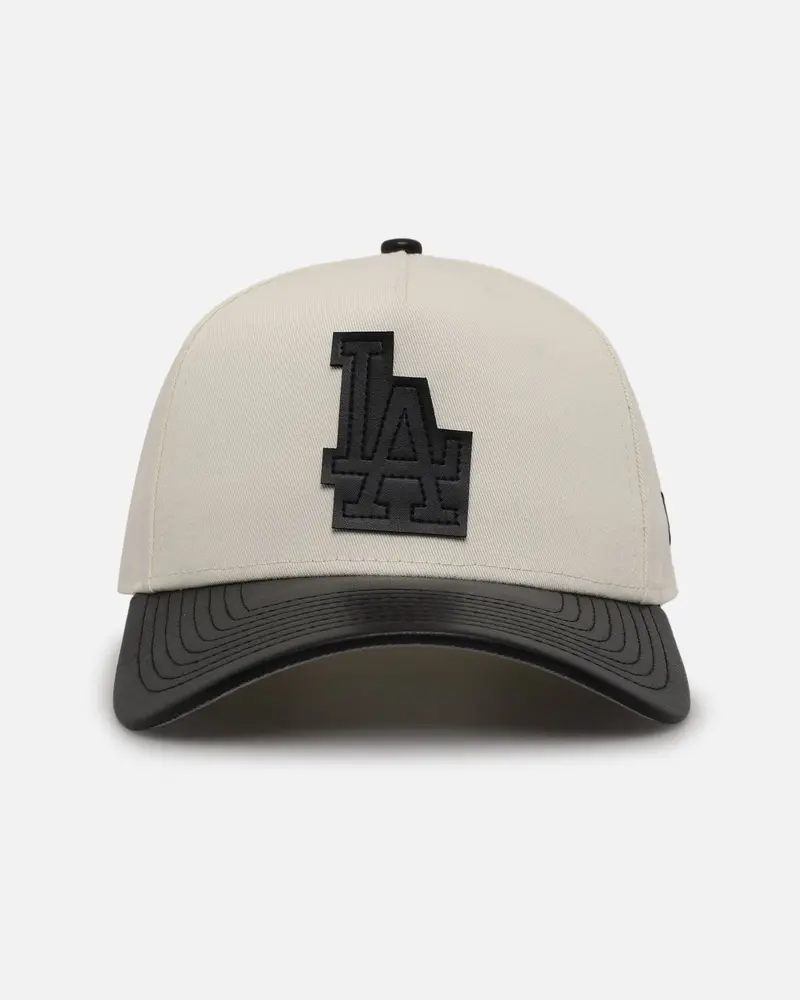 New Era Los Angeles Dodgers 'Leather Visor' 9Forty A-Frame Snapback Chrome White/Black 1