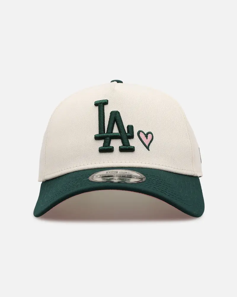 New Era Los Angeles Dodgers 'Pink Satin Hearts Green' 9Forty A-Frame Snapback Chrome/Dark Green 1
