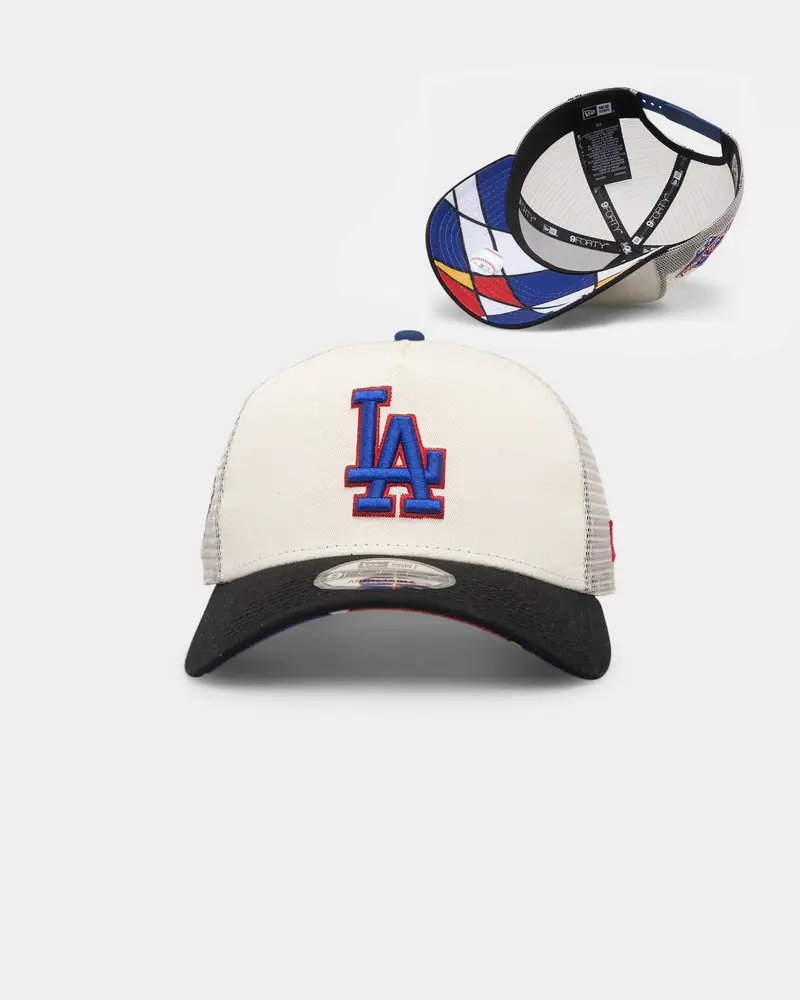 New Era Los Angeles Dodgers 'Retro Mosaic' 9Forty A-Frame Trucker Snapback White/Black 1