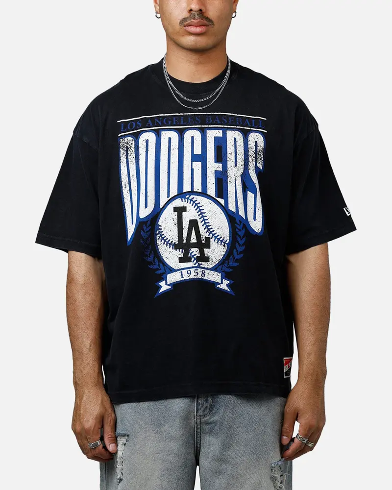 New Era Los Angeles Dodgers Throwback T-Shirt Black 1