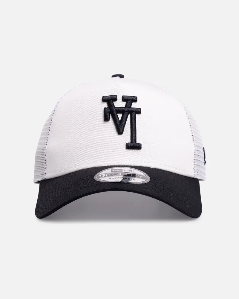 New Era Los Angeles Dodgers 'Upside Down Logo' 9Forty A-Frame Trucker Snapback White/Black 1