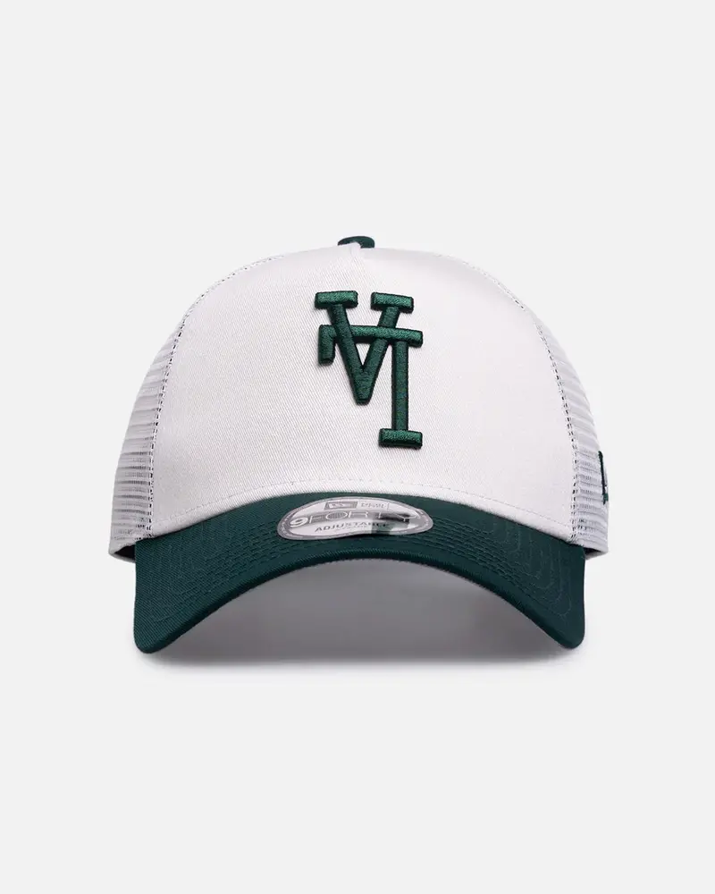 New Era Los Angeles Dodgers 'Upside Down Logo' 9Forty A-Frame Trucker Snapback White/Green 1