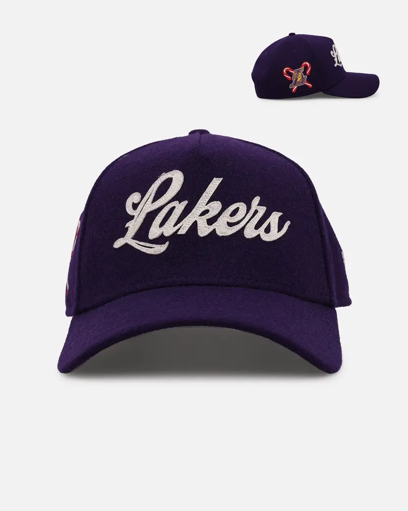 New Era Los Angeles Lakers 'Candy Cane Side Patch' 9Forty A-Frame Snapback Official Team Color 1