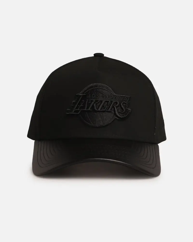 New Era Los Angeles Lakers 'Canvas Leather' 9Forty A-Frame Snapback Black 1
