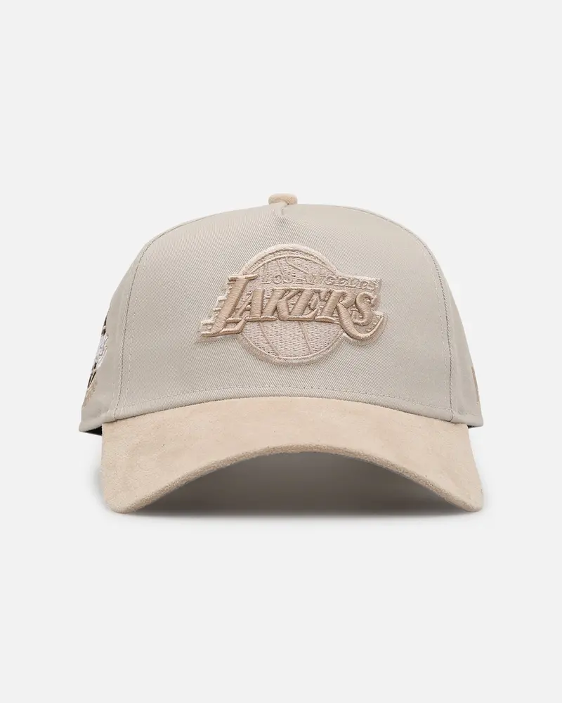 New Era Los Angeles Lakers 'Cream Suede' 9Forty A-Frame Strapback Stone/Oatmilk 1