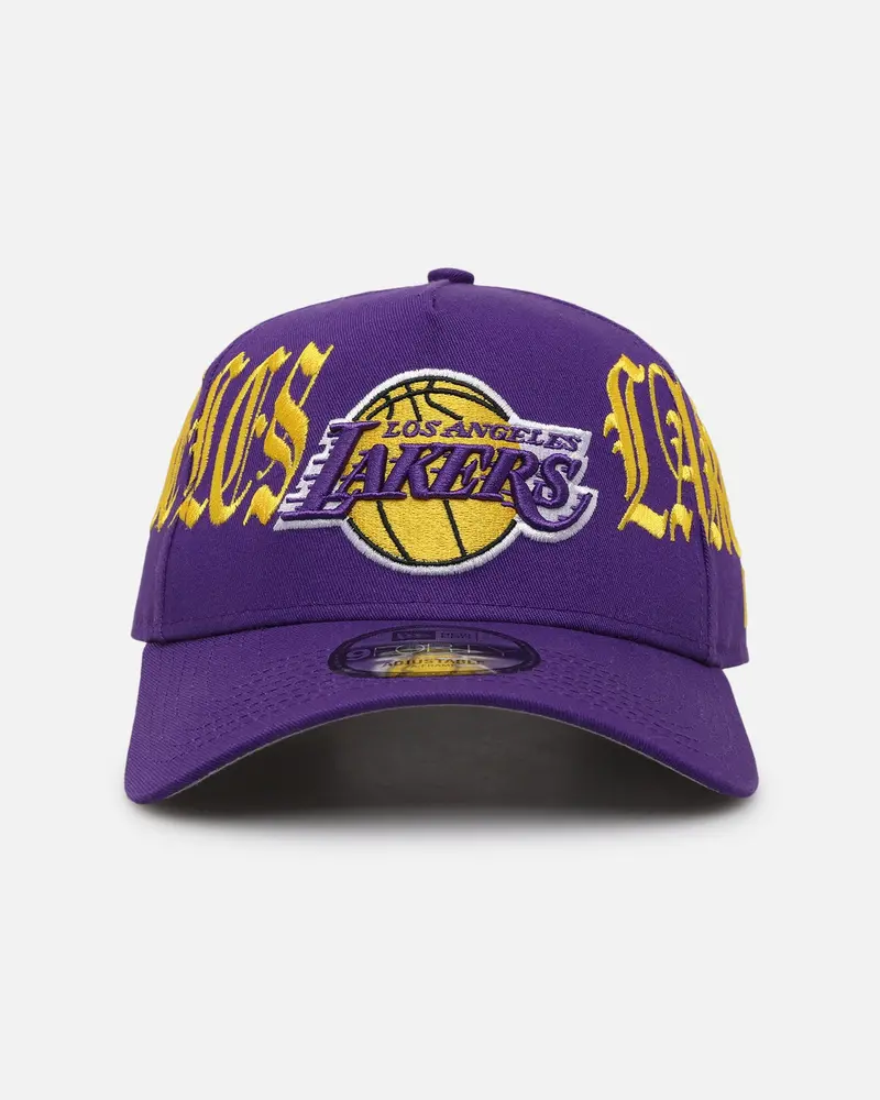 New Era Los Angeles Lakers 'Goth Script' 9Forty A-Frame Snapback Purple/Gold 1