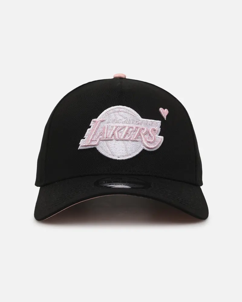 New Era Los Angeles Lakers 'Pink Satin Hearts 2.0' 9Forty A-Frame Snapback Black/Pink 1