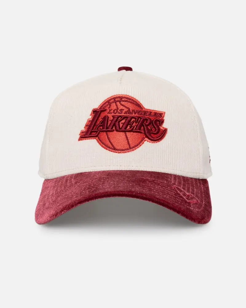 New Era Los Angeles Lakers 'Premium Corduroy Velvet' 9Forty A-Frame Snapback Chrome White/Cardinal 1