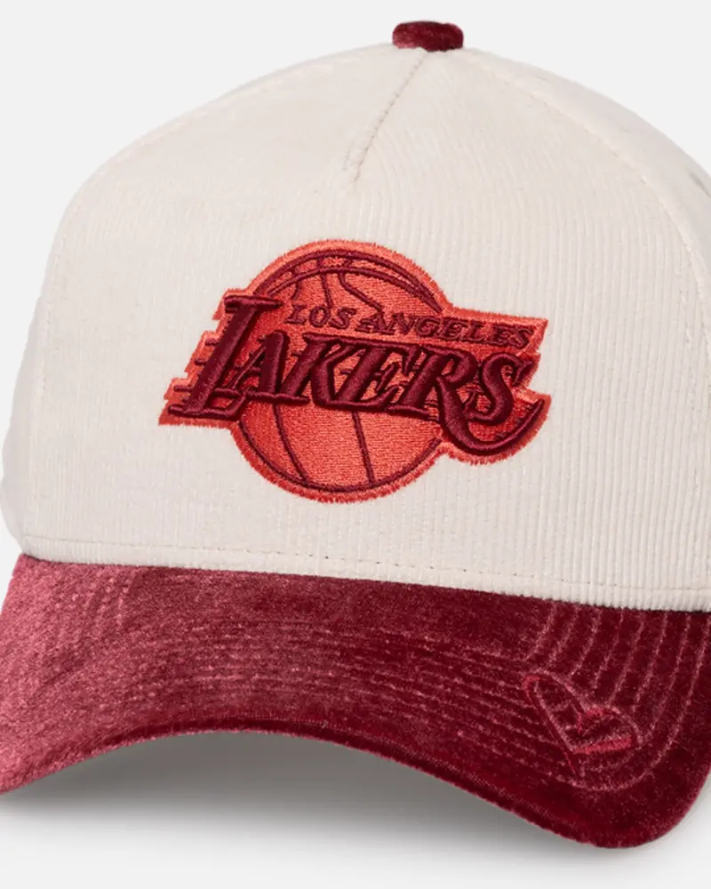 New Era Los Angeles Lakers 'Premium Corduroy Velvet' 9Forty A-Frame Snapback Chrome White/Cardinal 2