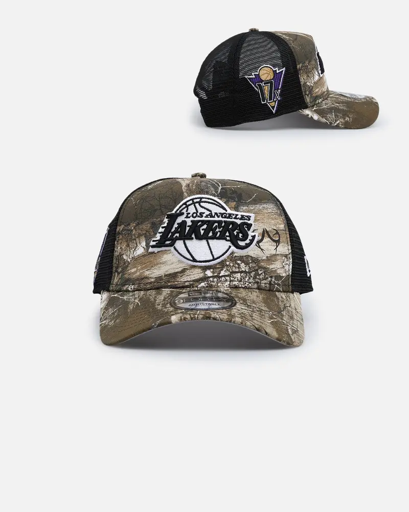 New Era Los Angeles Lakers 'Real Tree' 9Forty A-Frame Trucker Snapback Realtree Edge 1