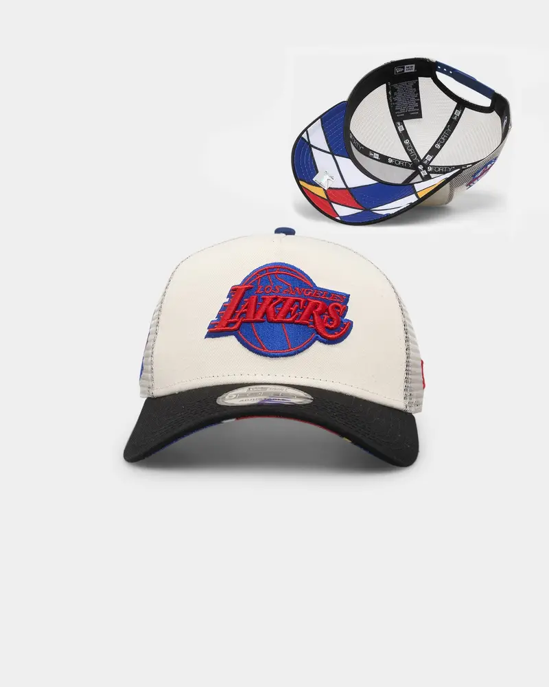 New Era Los Angeles Lakers 'Retro Mosaic' 9Forty A-Frame Trucker Snapback White/Black 1