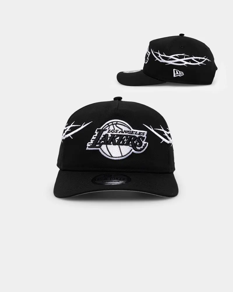 New Era Los Angeles Lakers 'Twisted Thorns' Golfer Pre-Curved Snapback Black 1
