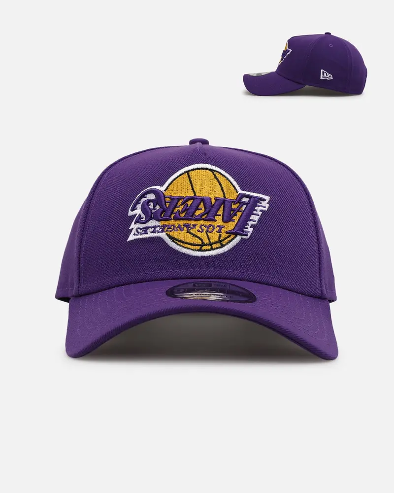 New Era Los Angeles Lakers 'Upside Down Nba' 9Forty A-Frame Snapback Purple 1