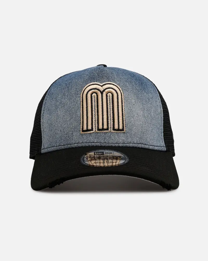 New Era Mexico National Baseball Team 'Bleach' 9Forty A-Frame Trucker Snapback Denim 1