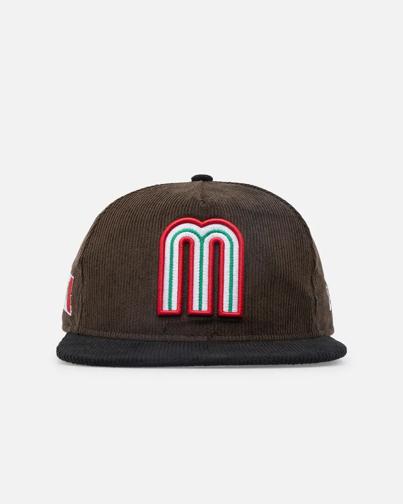 New Era Mexico National Baseball Team 'Mexican Cord Golfer' Corduroy Golfer Snapback Brown/Black 1