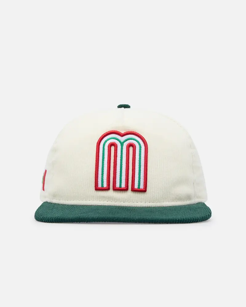 New Era Mexico National Baseball Team 'Mexican Cord Golfer' Corduroy Golfer Snapback Chrome 1