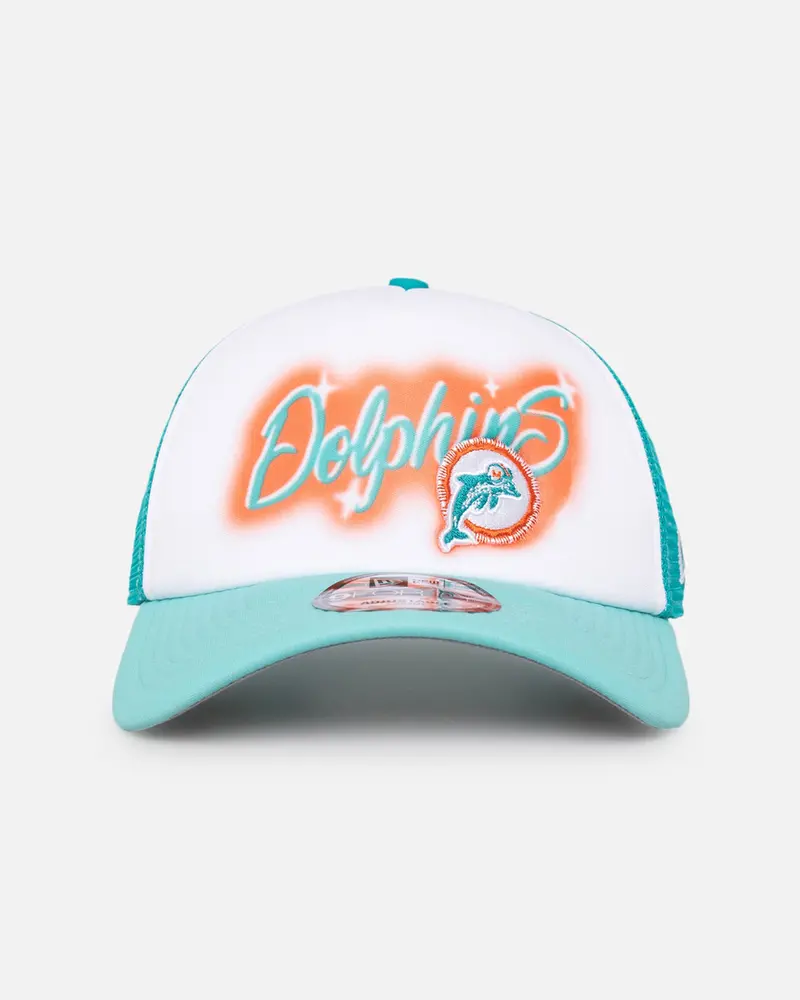 New Era Miami Dolphins 'Airbrush' 9Forty A-Frame Trucker Snapback White/Otc 1