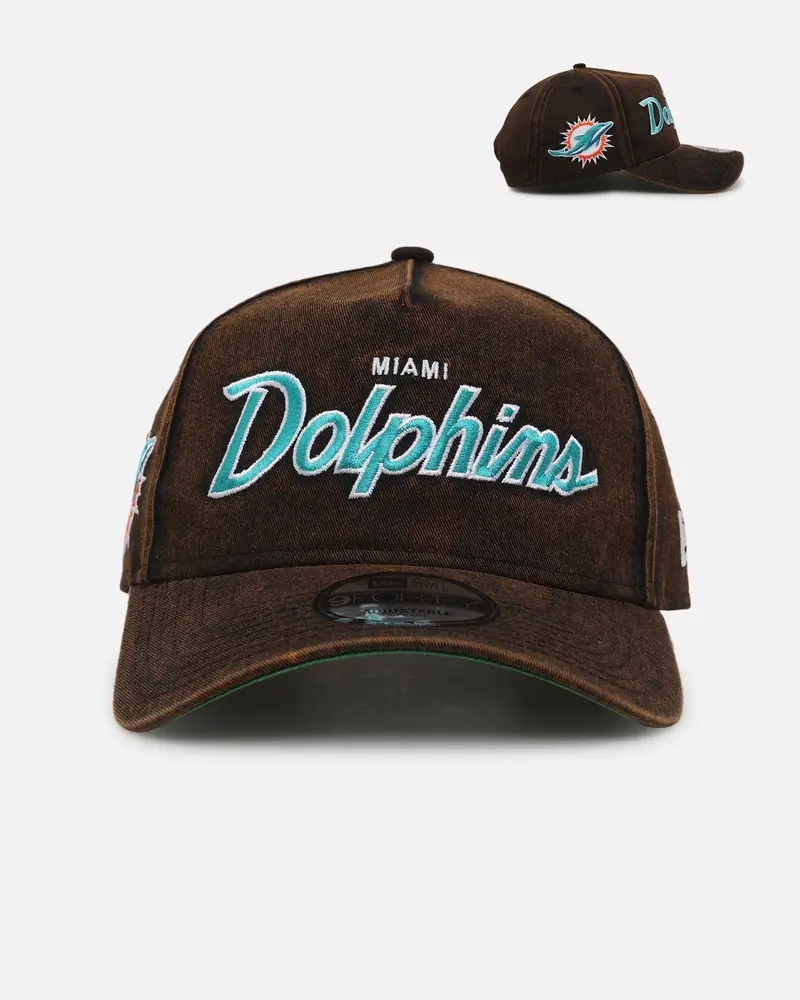 New Era Miami Dolphins 'Black Washed Official Team Color' 9Forty A-Frame Snapback Washed Black 1