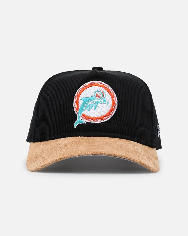 New Era Miami Dolphins 'Corduroy Suede' Pre-Curved Golfer Snapback Washed Black 1