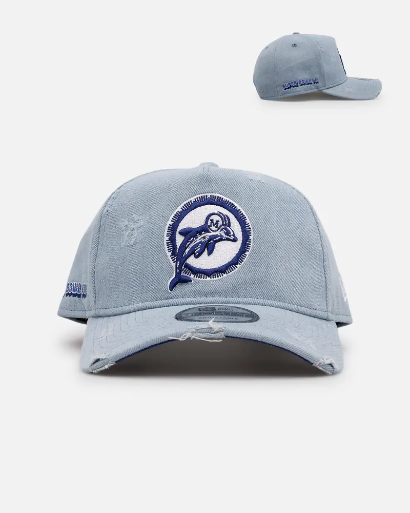 New Era Miami Dolphins 'Distressed Denim' 9Forty A-Frame Snapback Light Wash Denim 1