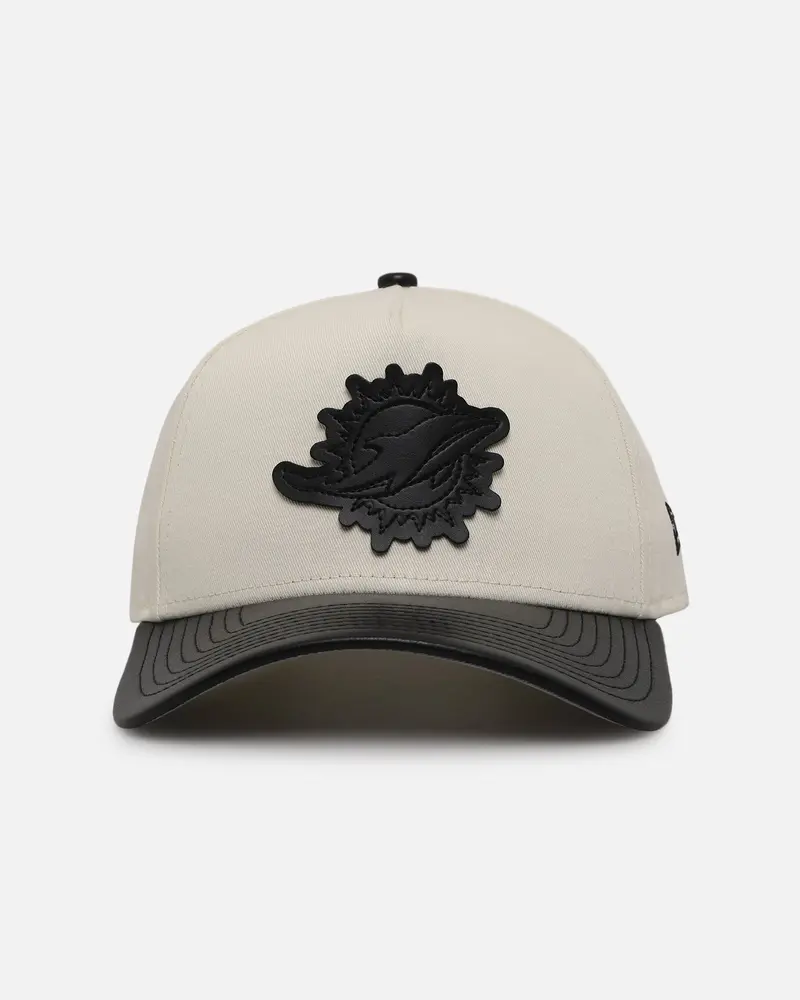 New Era Miami Dolphins 'Leather Visor' 9Forty A-Frame Snapback Chrome White/Black 1