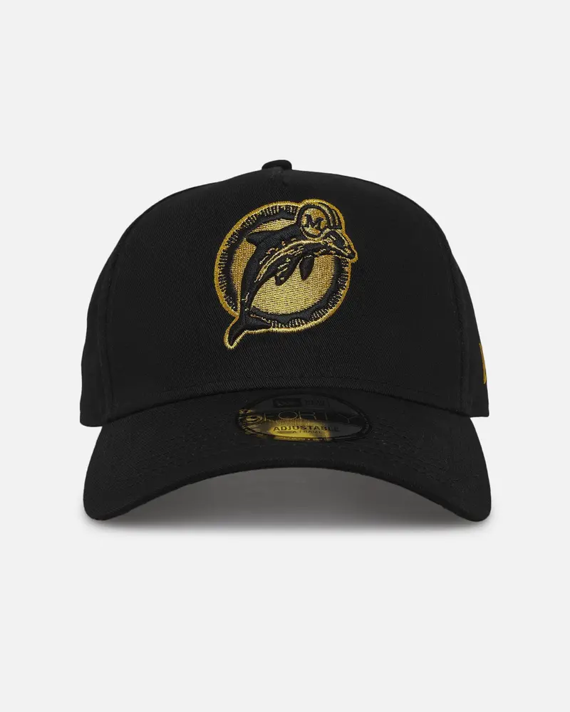 New Era Miami Dolphins 'Nfl Black & Gold Embroidery' 9Forty A-Frame Snapback Black/Gold 1
