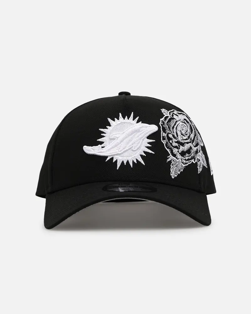 New Era Miami Dolphins 'Ornate Rose' 9Forty A-Frame Snapback Black/White 1