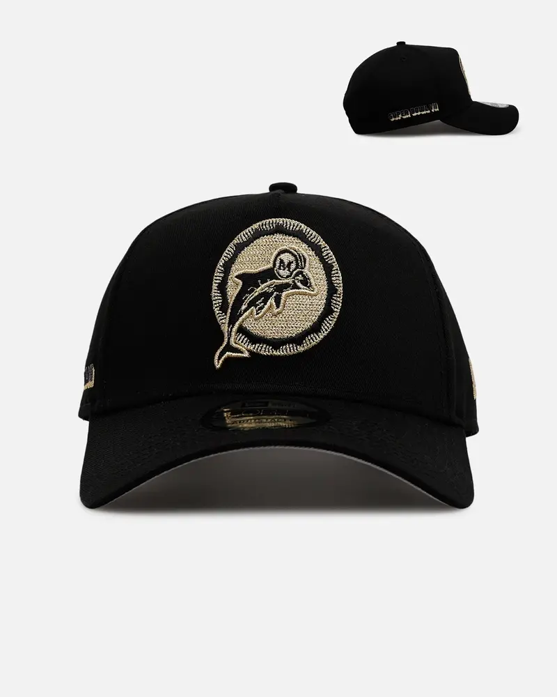 New Era Miami Dolphins 'Raised Metallic Chainstitch' 9Forty A-Frame Snapback Black 1