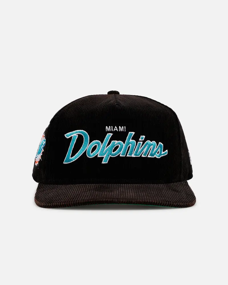 New Era Miami Dolphins 'Washed Black Nfl Golfer' Corduroy Golfer Snapback Washed Black 1