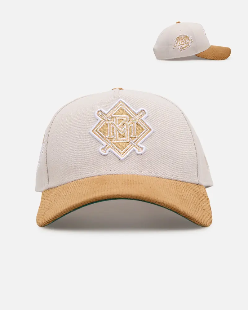 New Era Milwaukee Brewers 'Honey Pot' 9Forty A-Frame Snapback Stone/Wheat 1