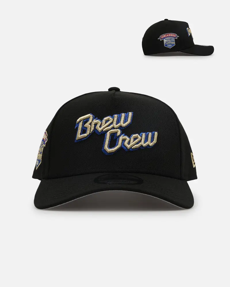 New Era Milwaukee Brewers 'Metallic Wordmark' 9Forty A-Frame Snapback Black 1