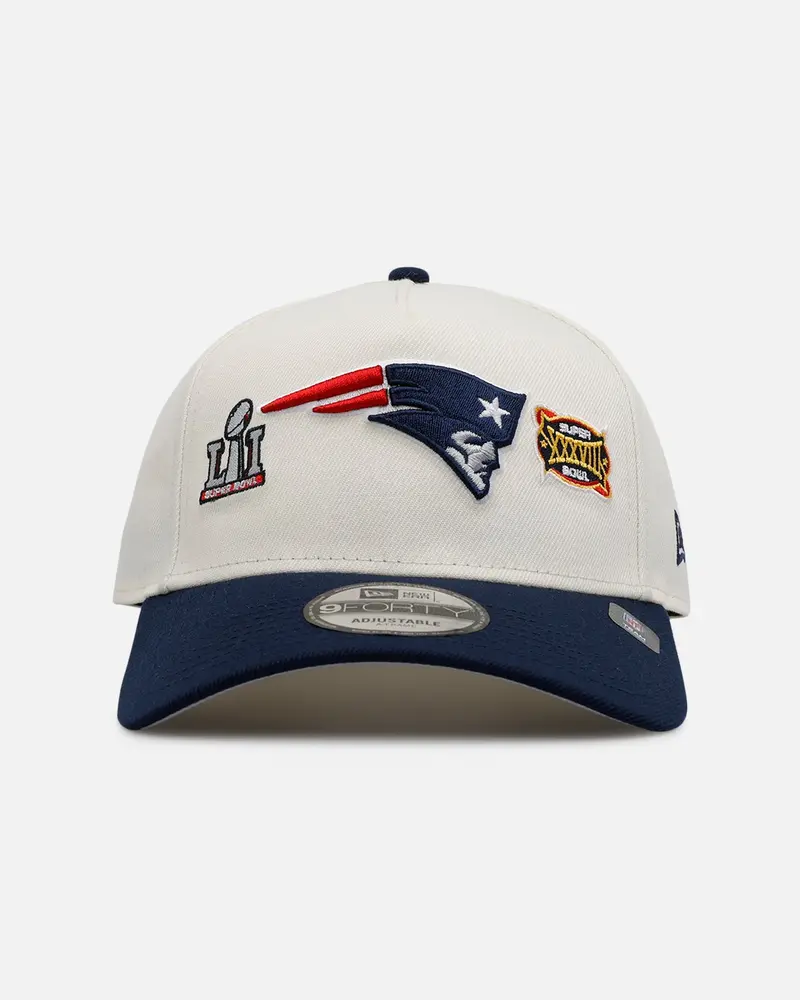 New Era New England Patriots 'Super Bowl Logos' 9Forty A-Frame Snapback Chrome 1