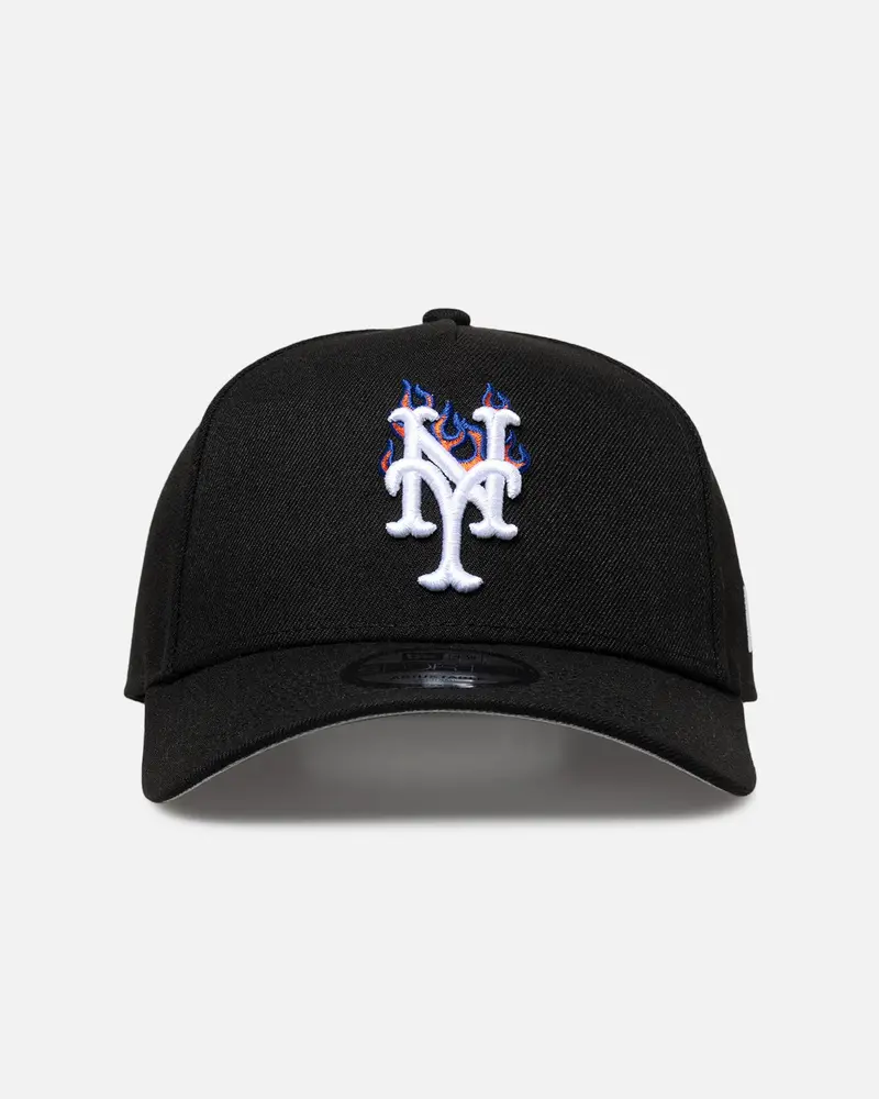New Era New York Mets 'Flame Logo' 9Forty A-Frame Snapback Black 1