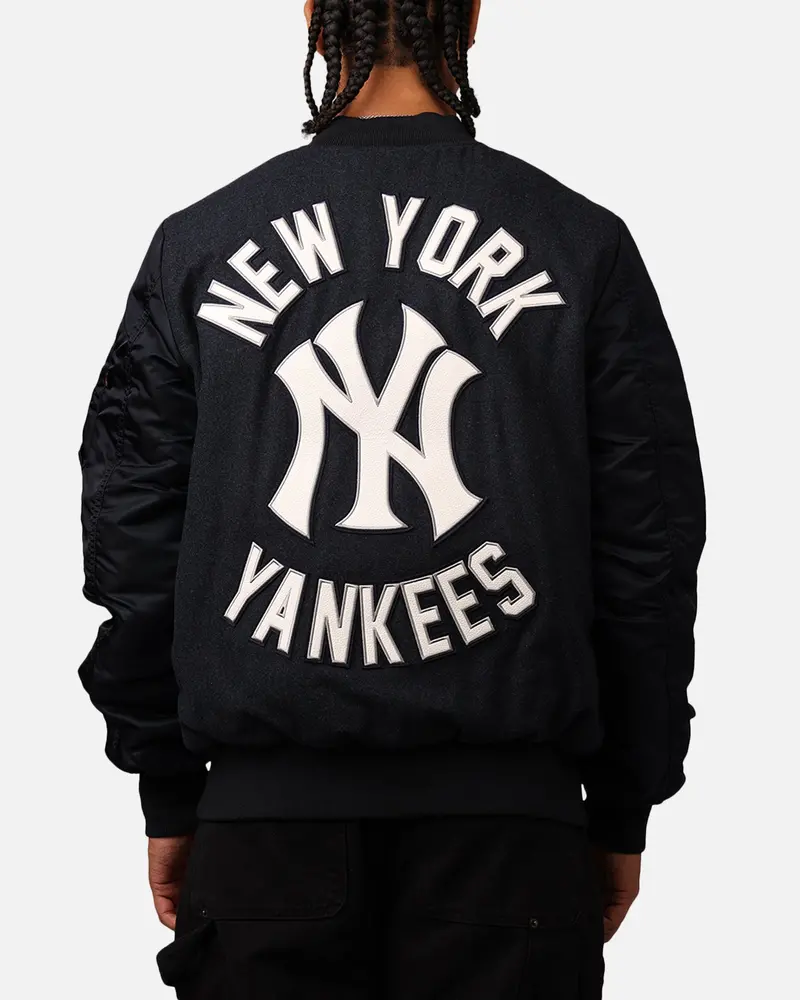 New Era New York Yankees Alpha Industries Ma-1 Wool Varsity Jacket Navy 1