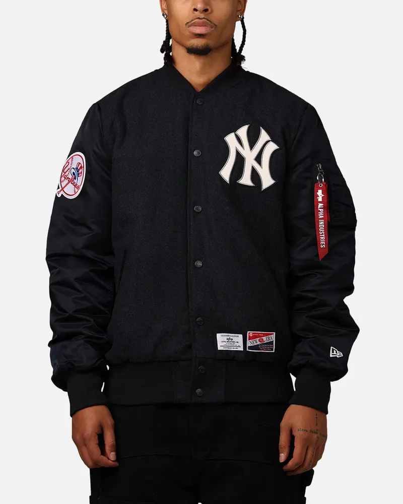 New Era New York Yankees Alpha Industries Ma-1 Wool Varsity Jacket Navy 2
