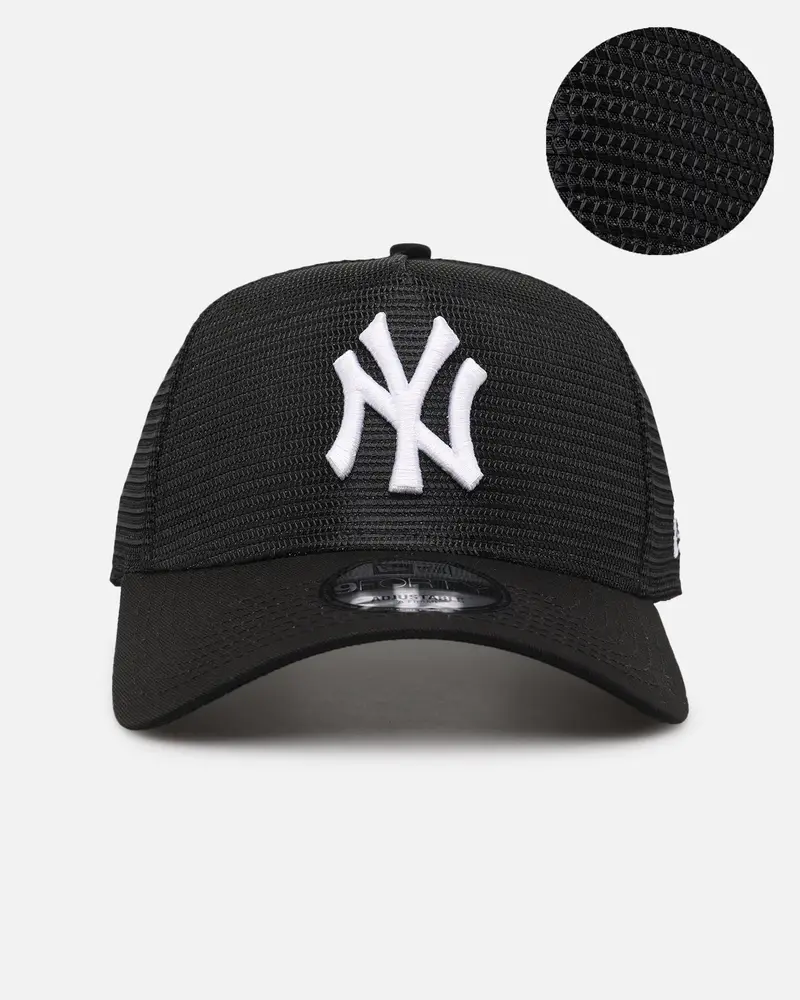 New Era New York Yankees 'Black All Over Mesh' 9Forty A-Frame Trucker Snapback Black Rigid/Black 1