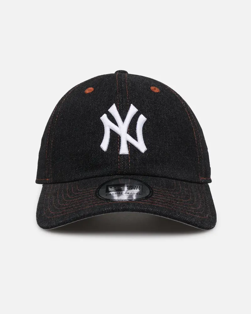 New Era New York Yankees "Black Denim" Classic Casual Strapback Black Denim/Rust Contrast 1