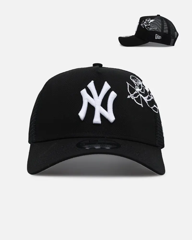 New Era New York Yankees 'Cherub Trucker' 9Forty A-Frame Trucker Snapback Black/White 1