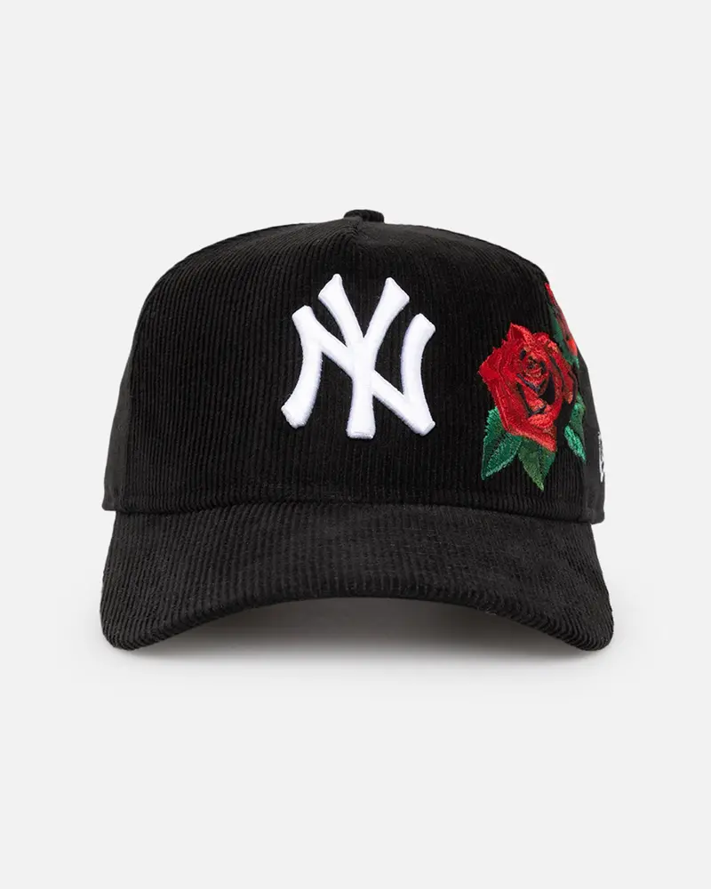 New Era New York Yankees 'Corduroy Roses' Golfer Pre-Curved Snapback Black Corduroy/White 1