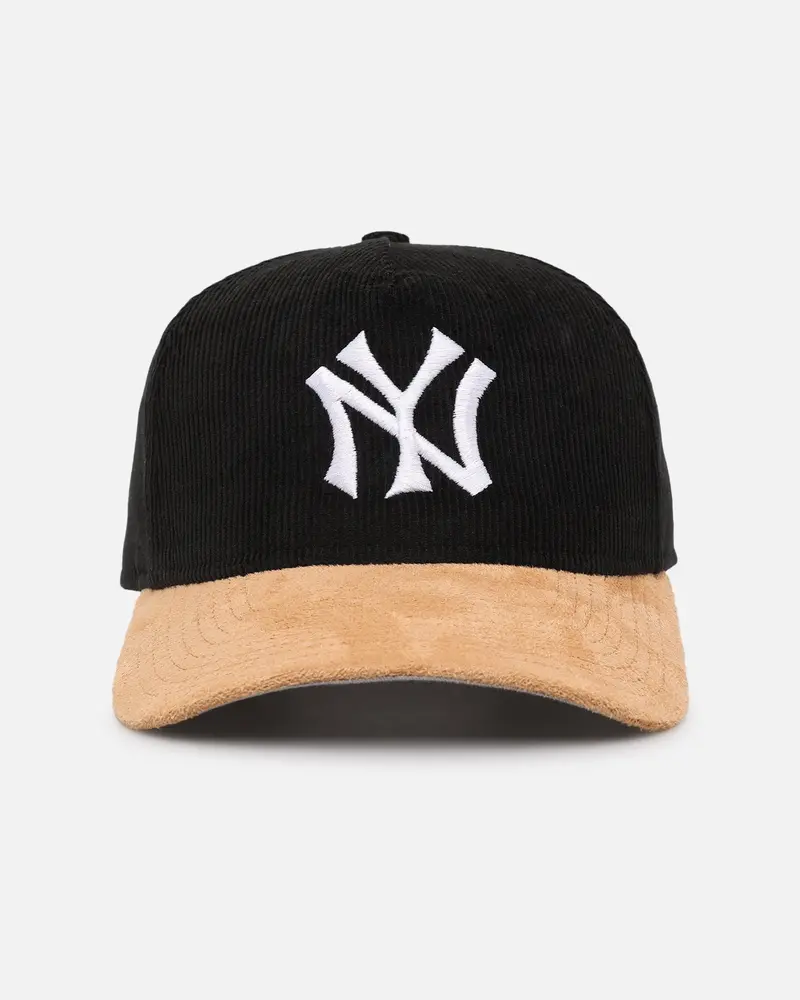 New Era New York Yankees 'Corduroy Suede' Pre-Curved Golfer Snapback  Washed Black 1