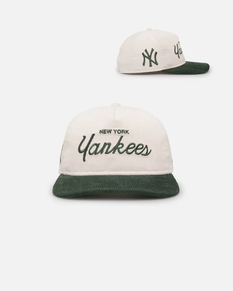 New Era New York Yankees 'Currency Corduroy' Golfer Pre-Curved Snapback Chrome White 1