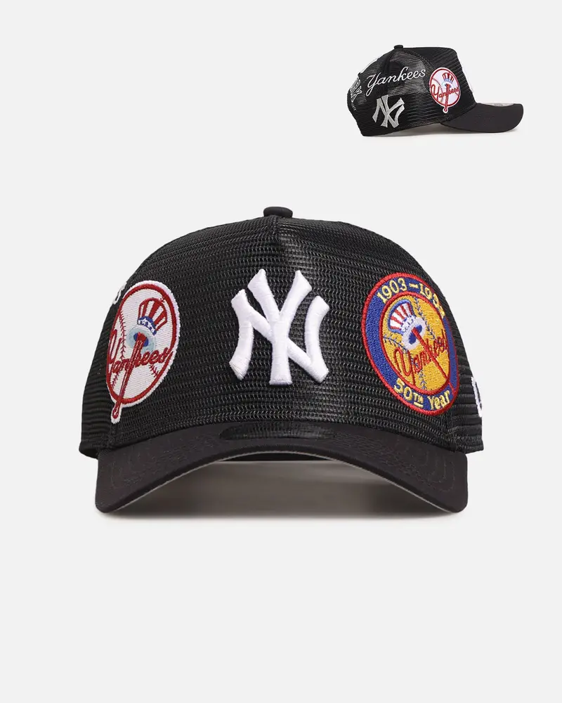 New Era New York Yankees 'Mesh Crown All Over Logos' 9Forty A-Frame Snapback Official Team Colour 1