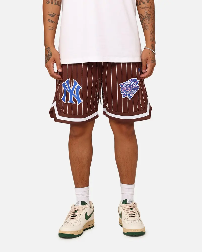 New Era New York Yankees Mesh Pinstripe Shorts Brown 1