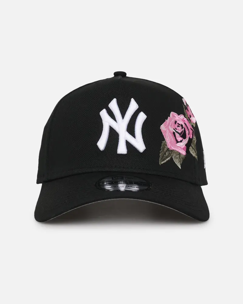New Era New York Yankees 'Pink Rose Embroidery' 9Forty A-Frame Snapback Black/Pink 1