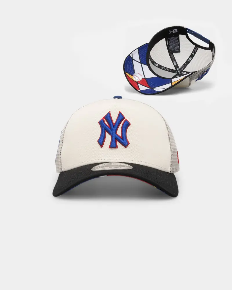 New Era New York Yankees 'Retro Mosaic' 9Forty A-Frame Trucker Snapback White/Black 1