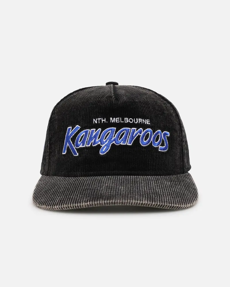 New Era North Melbourne Kangaroos 'Washed Corduroy' Pre-Curved Golfer Snapback Black/Kelly Green 1